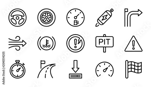 Foto Automotive Dashboard Icons, Car Warning Symbols, Driving Controls, Pit Stop Sign