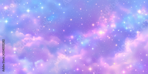Space nebula with clouds and stars in a dreamy style.