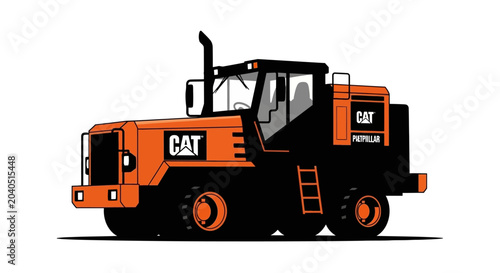 Fotografi Orange Caterpillar Articulated Dump Truck Isolated on White Background, Vector I