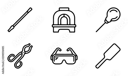 Bild auf Leinwand Glassblowing Tools Icons Set, Crafting Equipment, Artisan Supplies, Workshop Ess