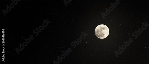 moon in the night sky, copy space 