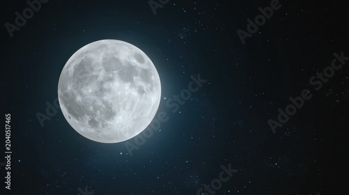 full moon in the night, copy space 