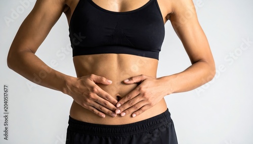 Woman Experiencing Stomach Pain and Discomfort.