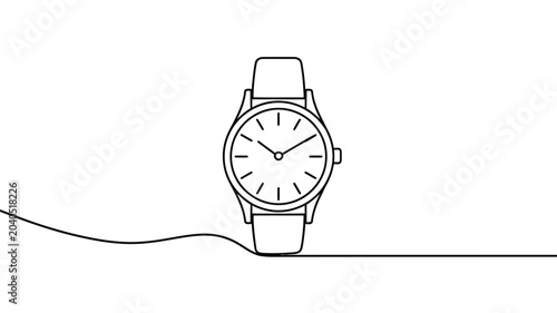 Quadro su tela Elegant wristwatch continuous line drawing. punctual timepiece