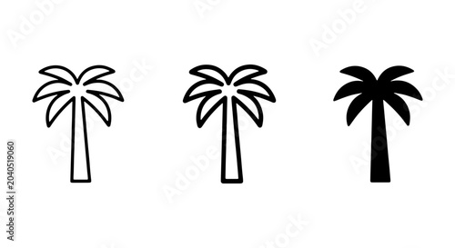 Tableau sur toile Palm Tree Icons Set: Tropical Summer Vacation, Beach Holiday, Nature Elements, V