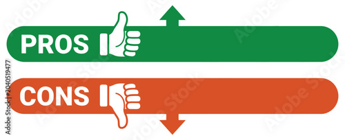 Pros and Cons Comparison Infographic with Thumbs Up and Down Icons