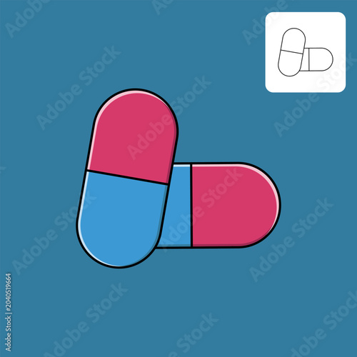 Graphic Capsule Medicine Vector Illustration For Your Design