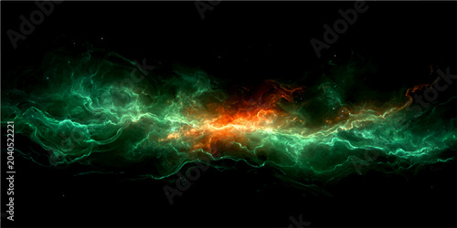 Bild auf Leinwand Abstract vibrant nebula cloud formation, cosmic energy, swirling gases interstellar medium, glowing ethereal light display deep space