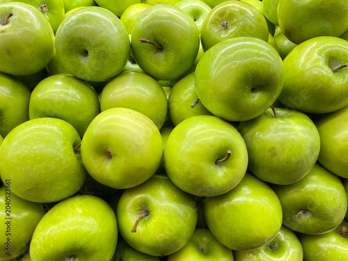 Bilde på lerret Fresh Green Apples Background Full Frame Close Up Texture