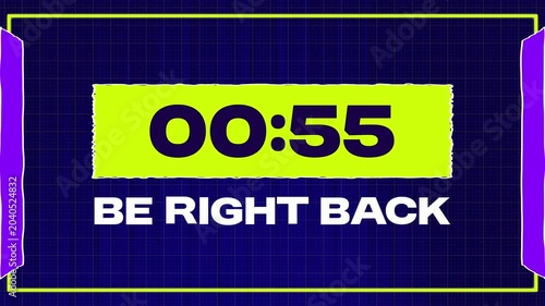 One Minute Countdown Timer with Be Right Back Message