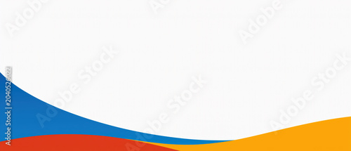 Minimal white abstract background with smooth colorful waves along the bottom and large copy space is suitable for banners, presentations and graphic design