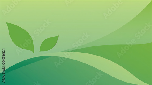 Ecological abstract background with leaves and waves, copy space