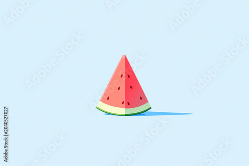 slice of watermelon on a blue background, copy space 