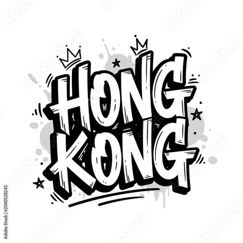 Hong Kong Graffiti Style Typography Art.