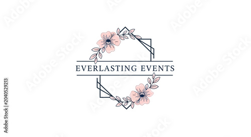 Elegant floral wreath logo for Everlasting Events company.
