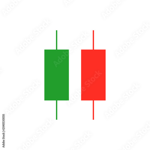 Bullish and Bearish Candlestick Chart Icons. Vector illustration of stock market isolated on a white background