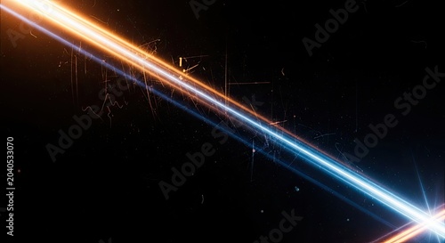 Dynamic light streaks on black background creating an abstract futuristic design.