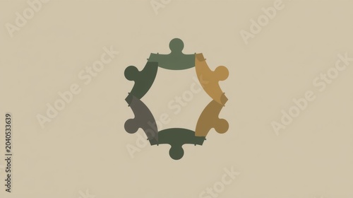 Abstract group of people silhouettes forming a circle for teamwork and unity concept