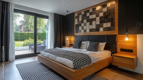 Modern Bedroom with Garden View