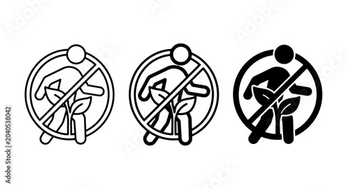 Schilderij op canvas Prohibition Icons: No Smoking, No Littering, No Vandalism, Vector Symbols for Wa