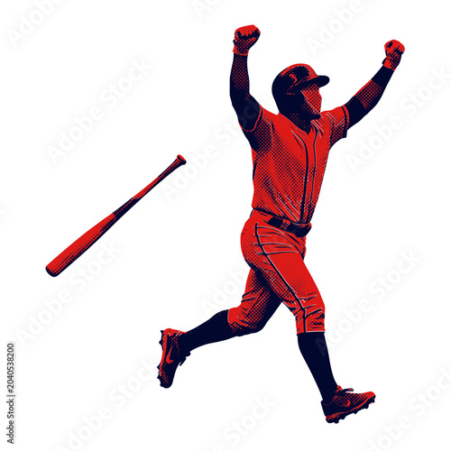 Baseball player celebrating a home run