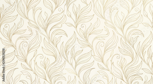 Tableau sur toile Seamless pattern featuring intricate golden leaf swirls and botanical elements o