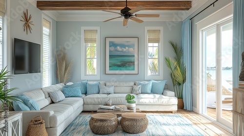 Coastal Living Room with Ocean View