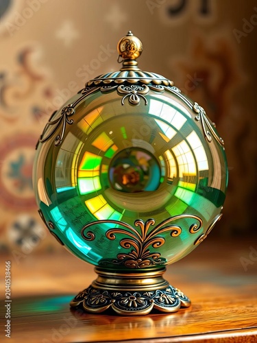 Vintage-inspired mercury glass ball with ornate design, ornate, ornaments