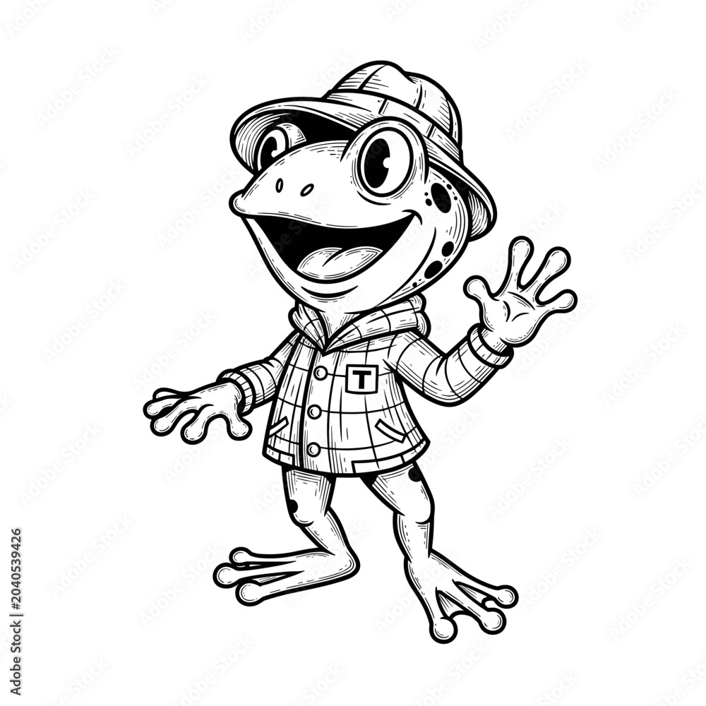 Obraz premium Smiling Frog Wearing a Hat Outdoors.