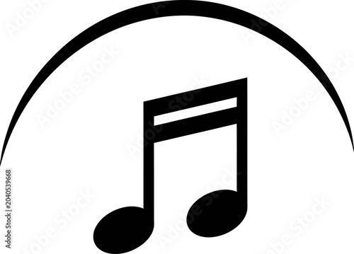 Fotografija Music note is framed by a bold arching curve conveying a sense of movement and melodic flow within this minimalist graphic design piece
