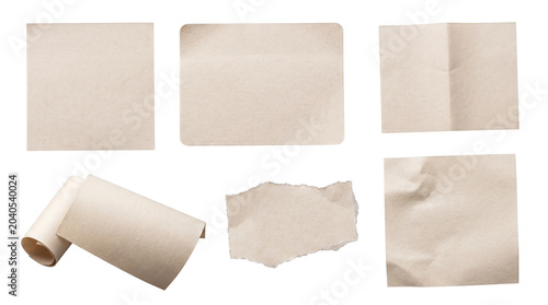 Foto Collection of blank vintage paper squares and rolls
