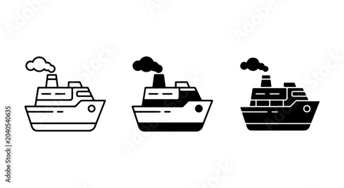 Photos Cruise Ship Icons, Passenger Liner Vector Set, Ocean Liner Graphics, Maritime Tr
