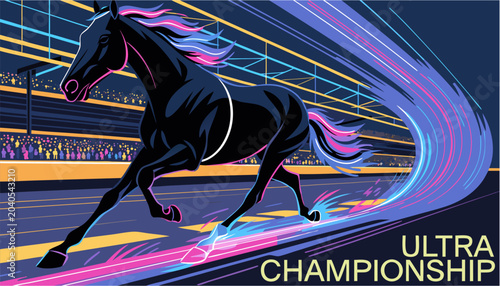 Photography Two jockeys and horses fiercely compete in the Championship Series race