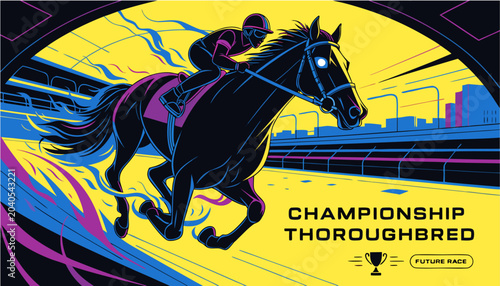Fotografie Two jockeys and horses fiercely compete in the Championship Series race