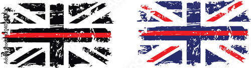 Картината върху платно United kingdom flag with thin red line silhouette patriotic design
