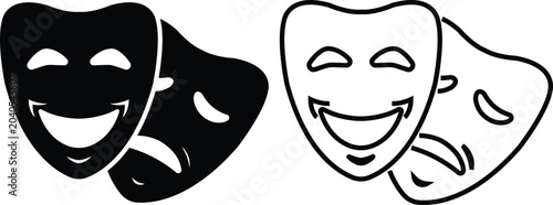 Obraz na plátně Masquerade theater mask icon set collection, comedy and tragedy drama symbols ve