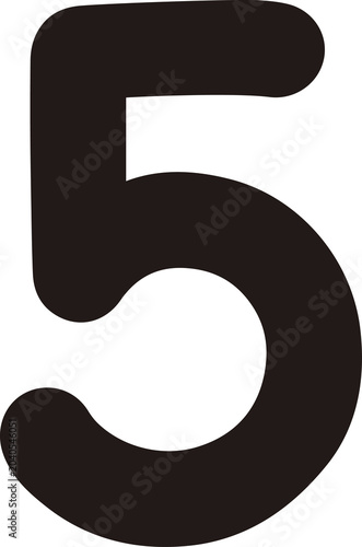 Tableau sur toile Minimalist black number five, the fifth, 5 icon isolated clipart, numeral, math,