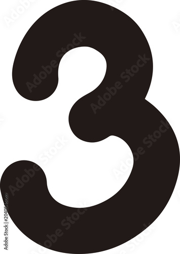 Minimalist black number three, the third, 3 icon isolated clipart, numeral, math, mathematical, ranking, countdown, and modern digital design, sign, symbol