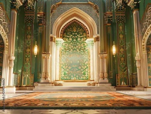 Beautiful mosque in Ramadan Kareem or Eid Al Fitr vibes. Islamic mosque architecture building concept by AI Generated
