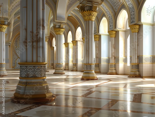 Beautiful mosque in Ramadan Kareem or Eid Al Fitr vibes. Islamic mosque architecture building concept by AI Generated
