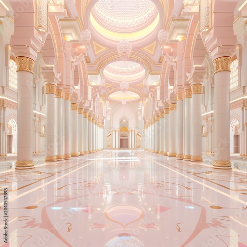 Beautiful mosque in Ramadan Kareem or Eid Al Fitr vibes. Islamic mosque architecture building concept by AI Generated

