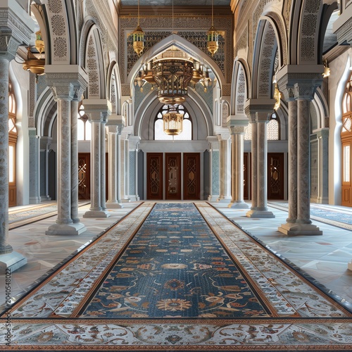 Beautiful mosque in Ramadan Kareem or Eid Al Fitr vibes. Islamic mosque architecture building concept by AI Generated
