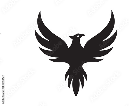 Black Silhouette Of A Bird With Spread Wings Vector Icon Design