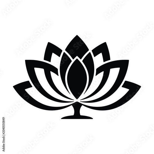 Black Water Lily Flower Vector Illustration On White Background