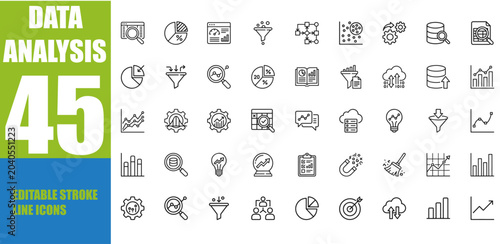 Foto Data Analytics Icon Set Big Data Analysis Technology Symbol Containing Database