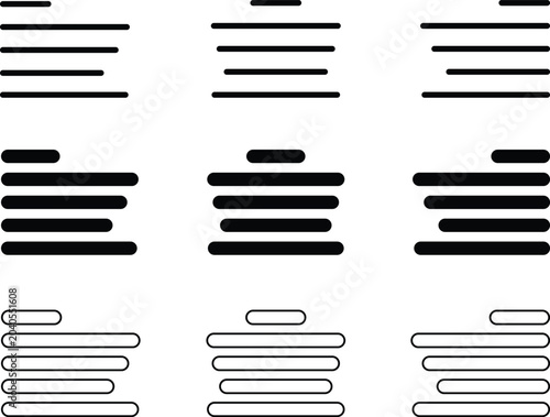 Tableau sur toile Align line icon set with solid and outline vector style