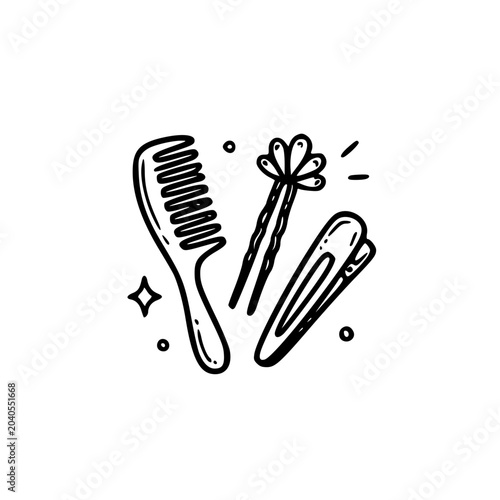 Hair Comb And Pins Beauty Vector