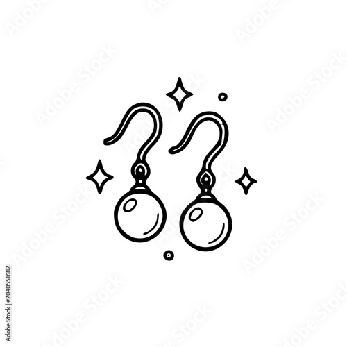 Pearl Earrings Jewelry Fashion Vector Icon