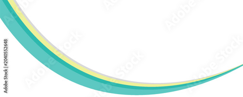 Bild auf Leinwand Abstract light teal and yellow flowing curved lines on a white background, repre