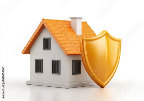 Home Security Shield Protection Real Estate Insurance Concept.